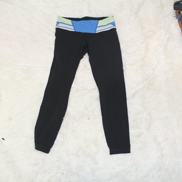 lulu lemon legging crop sz 6 black blue - Picture 1 of 5